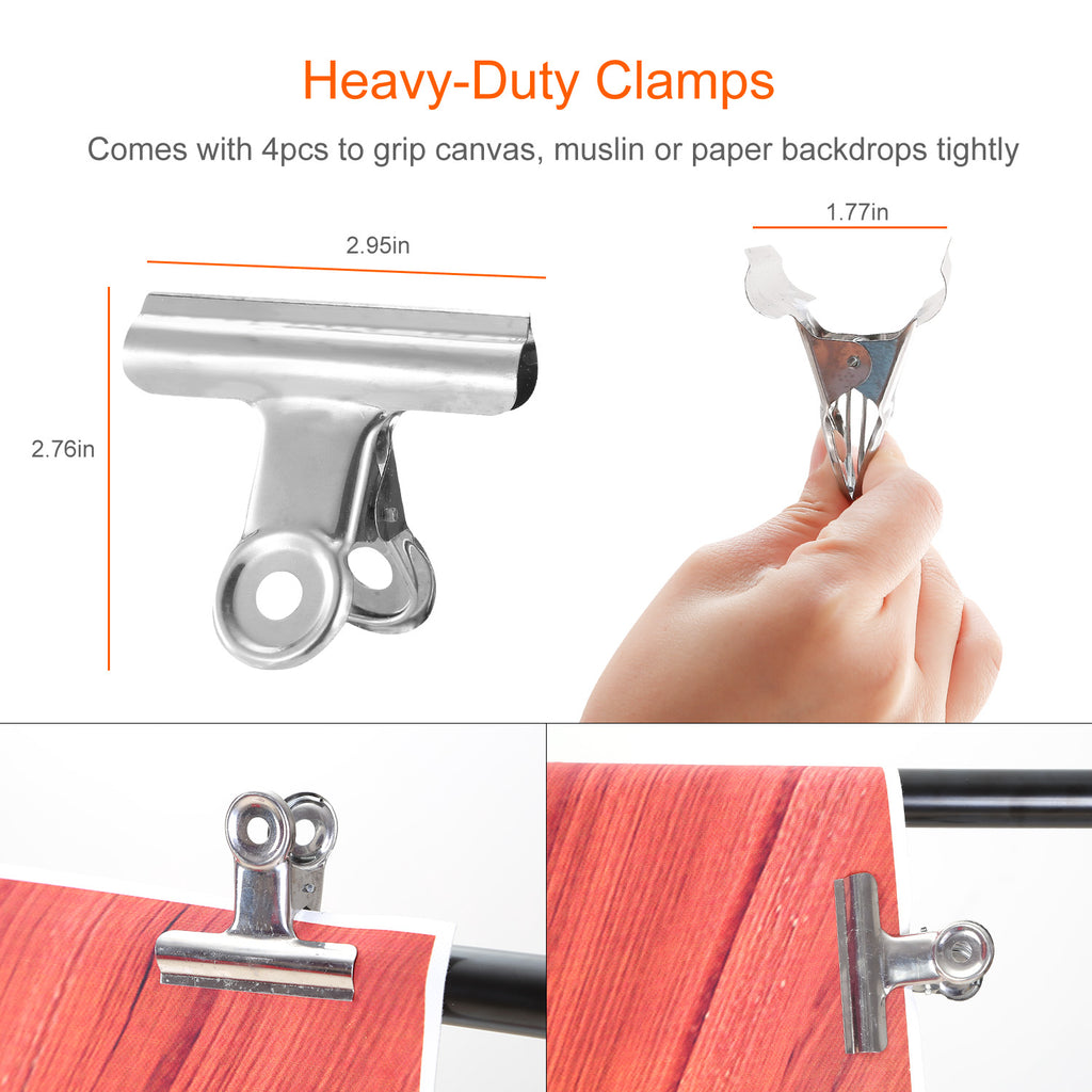 6.5 X 10ft Photo Video Backdrop Stand Adjustable Heavy Duty Set With Carrying Bag Clamps
