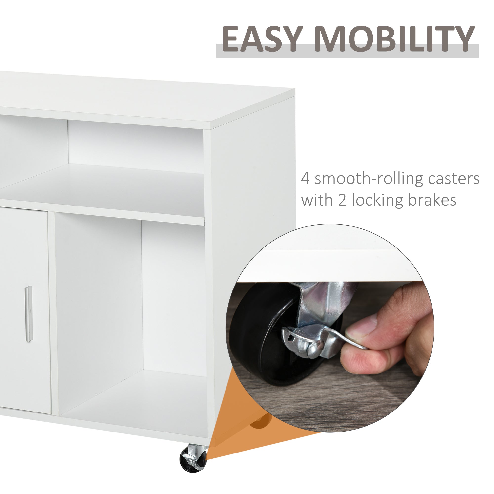 Printer Stand Home Office Mobile Storage Cabinet Organizer Desktop with Caster Wheels