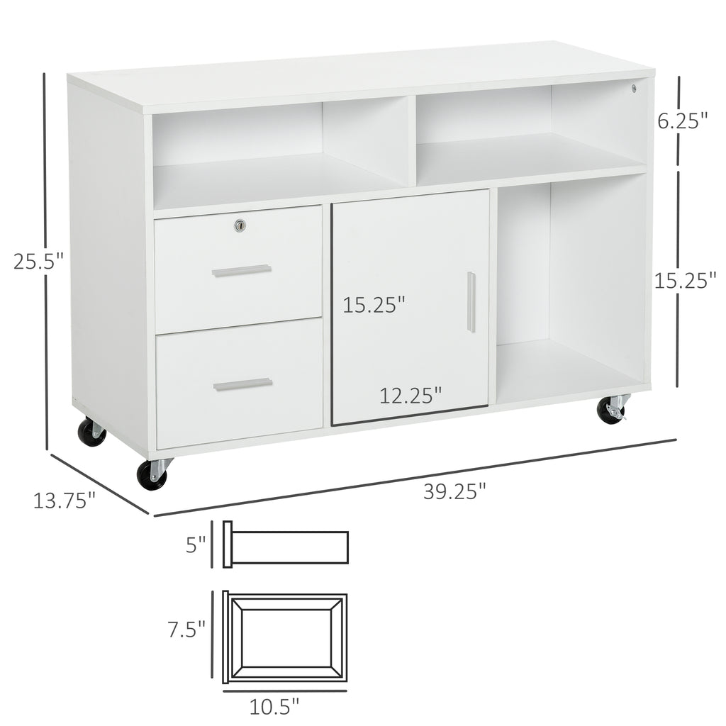 Printer Stand Home Office Mobile Storage Cabinet Organizer Desktop with Caster Wheels