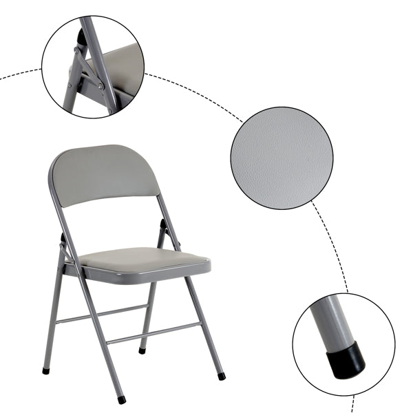 4pcs Simple Leather PVC Steel Pipe Exhibition Chairs