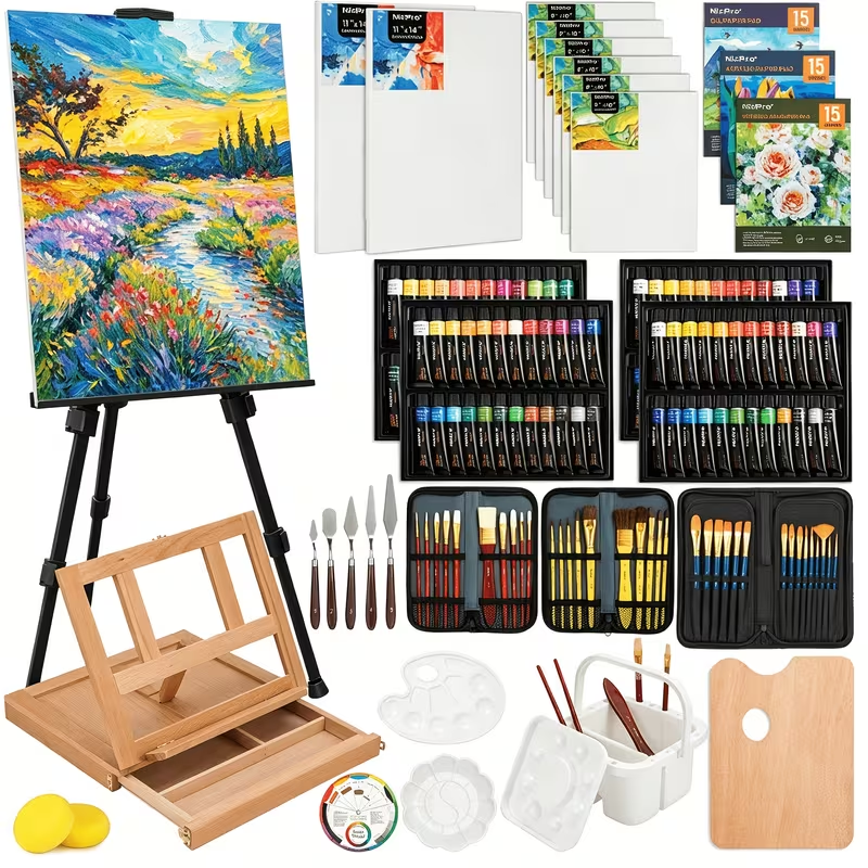 Wood Easel Artist Set