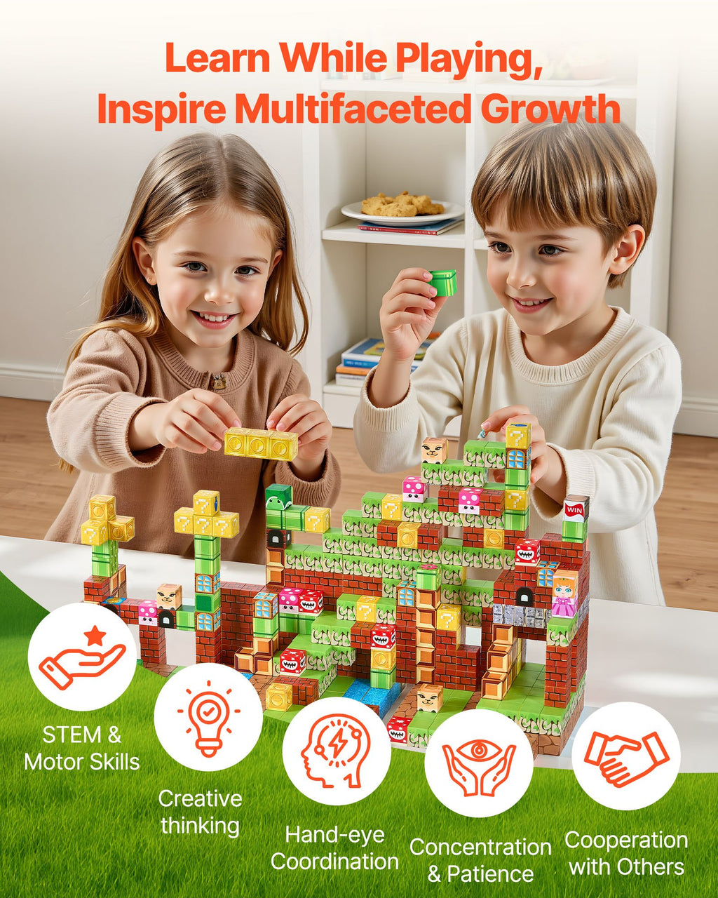 Magnetic Blocks 100 PCS Magnet Blocks Set STEM Montessori Sensory Educational Toys