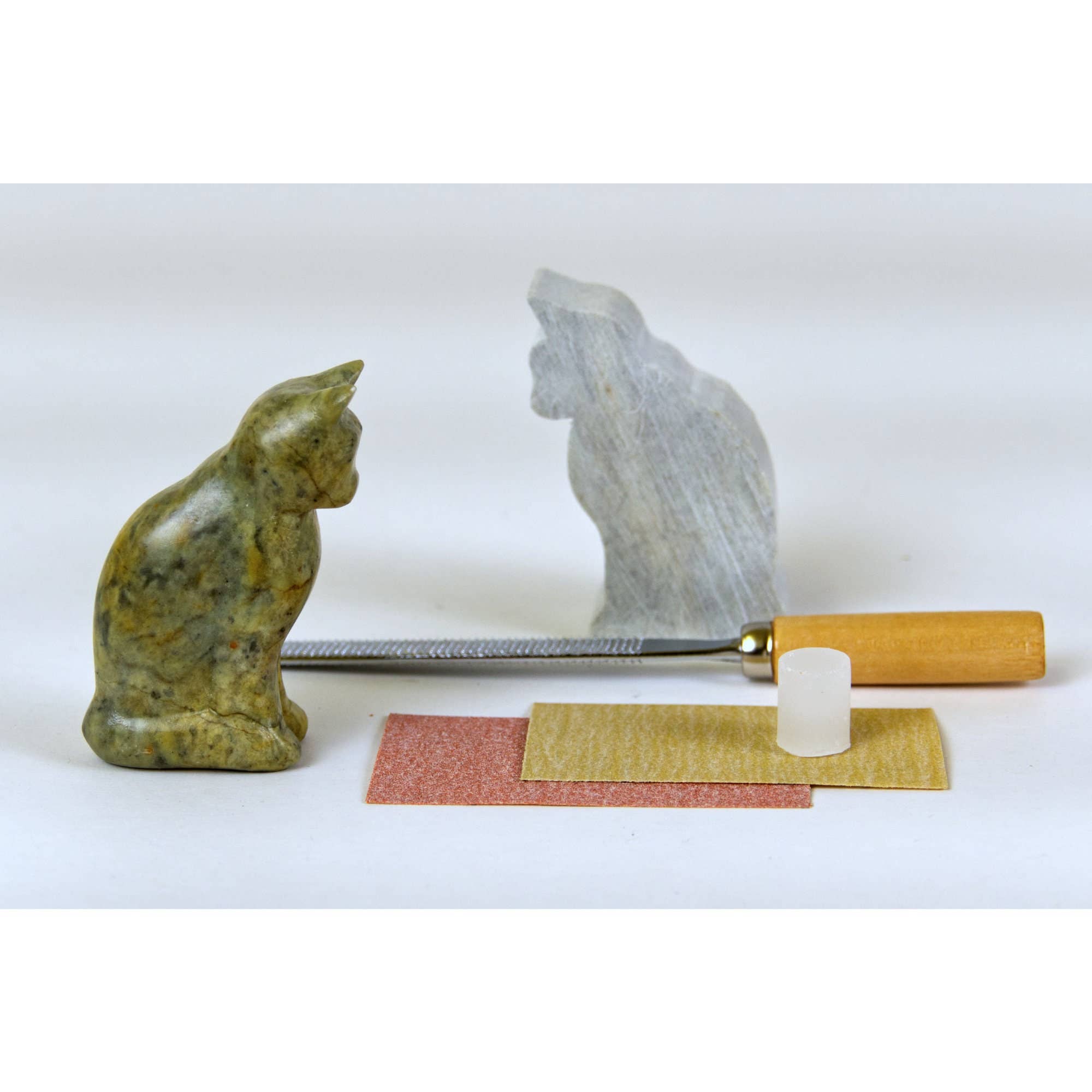 Cat Soapstone Carving Kit for Kids