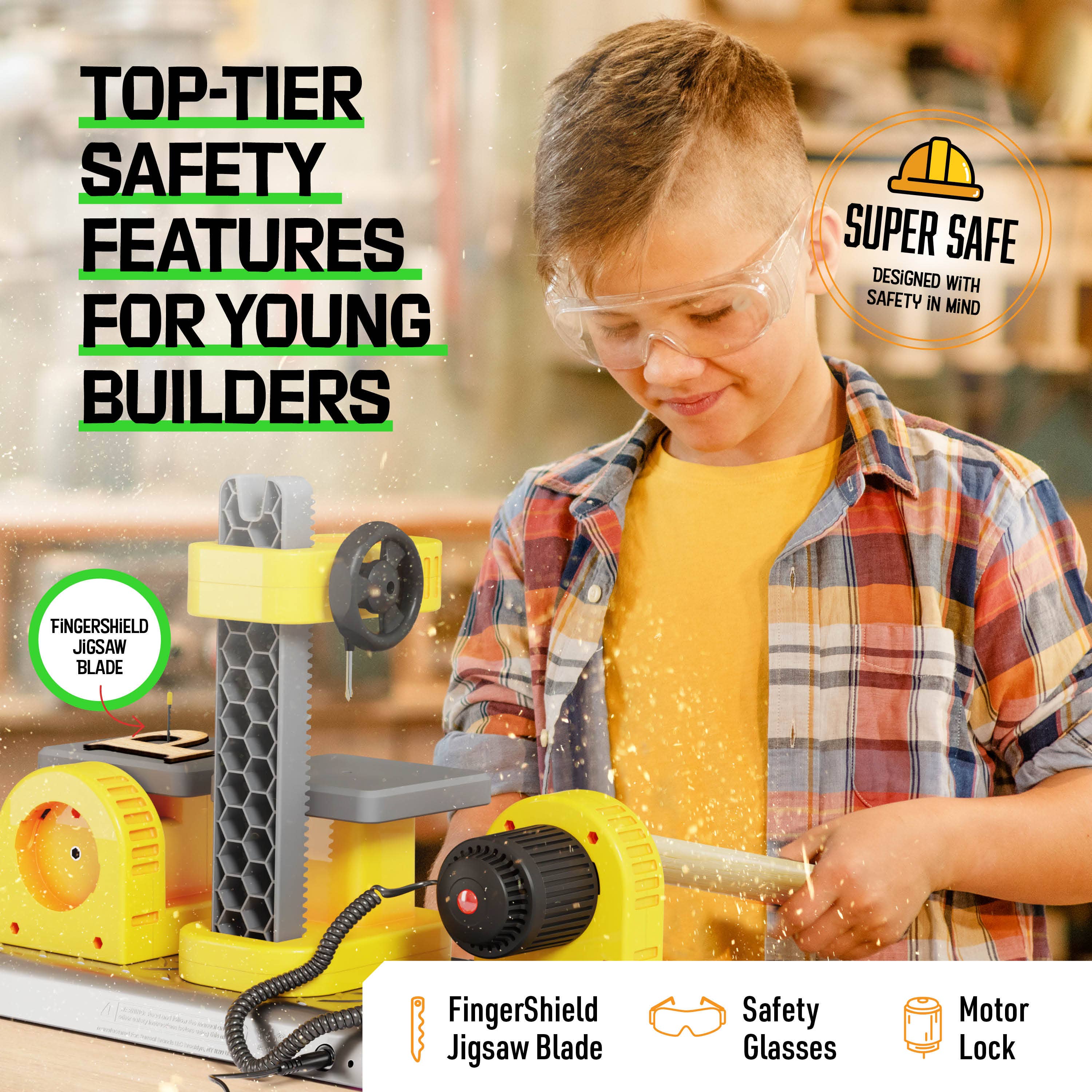 3-in-1 Woodworking Station for Kids Real Construction Tools