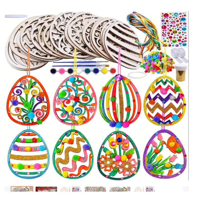 32 Sets Wooden Egg Ornaments Decorations DIY