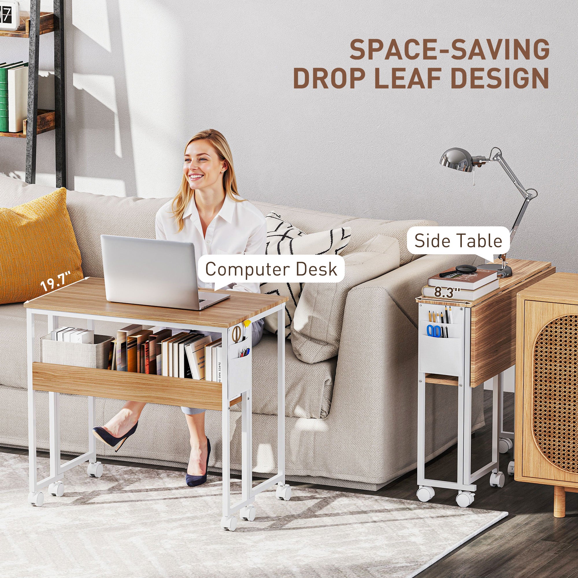 Folding Computer Desk on Wheels