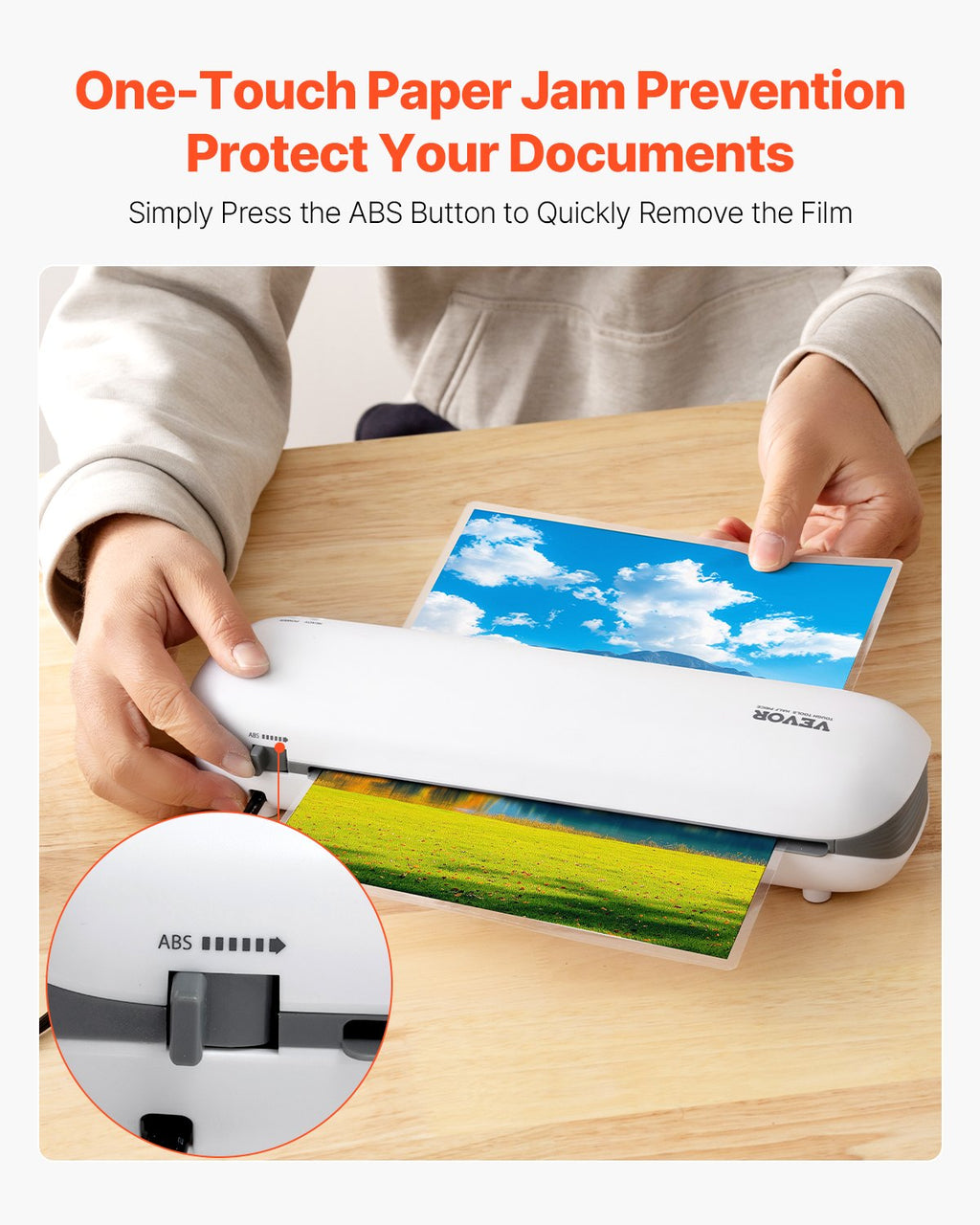 Thermal Laminator For Max A4 Paper Size, 3-4 Min Quick Warm Portable Laminator, 3-5 Mil Thickness, White + Grey
