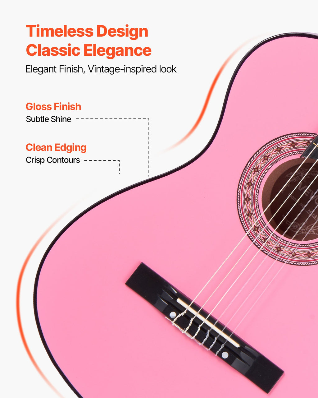 Classical Guitar, 38 Inch, Wood Classical Guitar Starter Kit For Beginners, With Nylon Strings, Gig Bag, Strap, Tuner, Extra Strings, Picks, Capo, Basswood, For Teenagers Adults Students, Pink