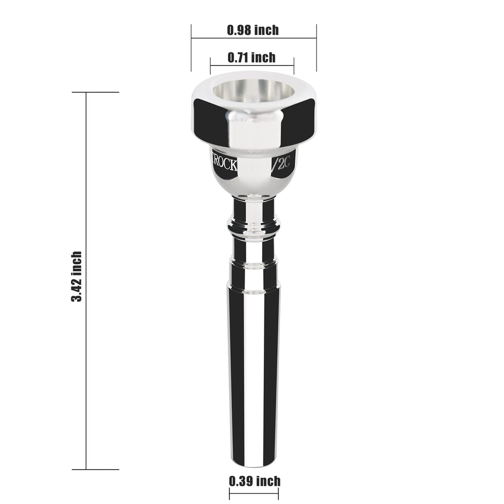 EASTROCK 1.5C Trumpet Mouthpiece Silver Plated Bb Trompeta, Vacuum Packed