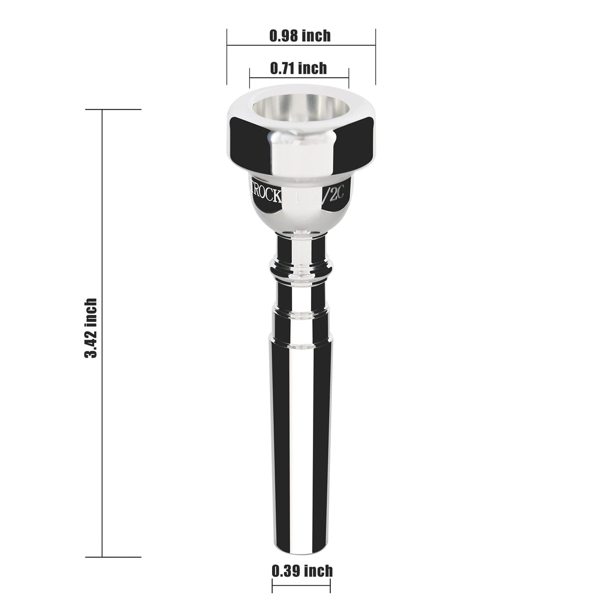 EASTROCK 1.5C Trumpet Mouthpiece Silver Plated Bb Trompeta, Vacuum Packed