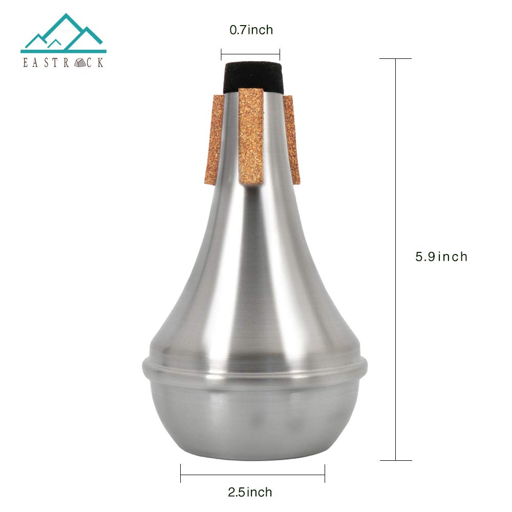 EASTROCK Trumpet Straight Mute Silencer in Aluminum with Rubber Cork