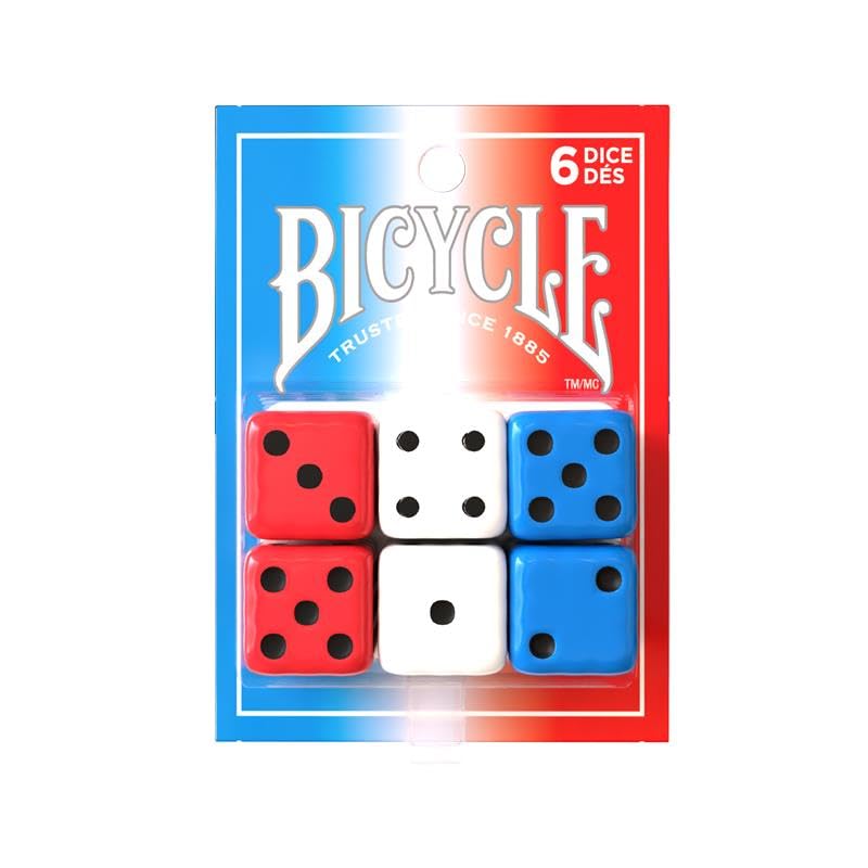Bicycle 6X Dice Set, Six Sided,16 mm, Games, Manipulatives, Supplies