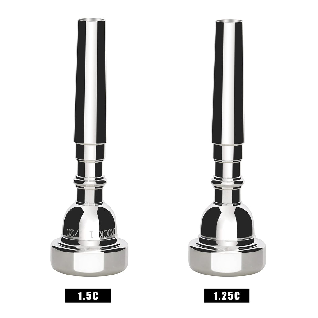 EASTROCK 1.5C Trumpet Mouthpiece Silver Plated Bb Trompeta, Vacuum Packed