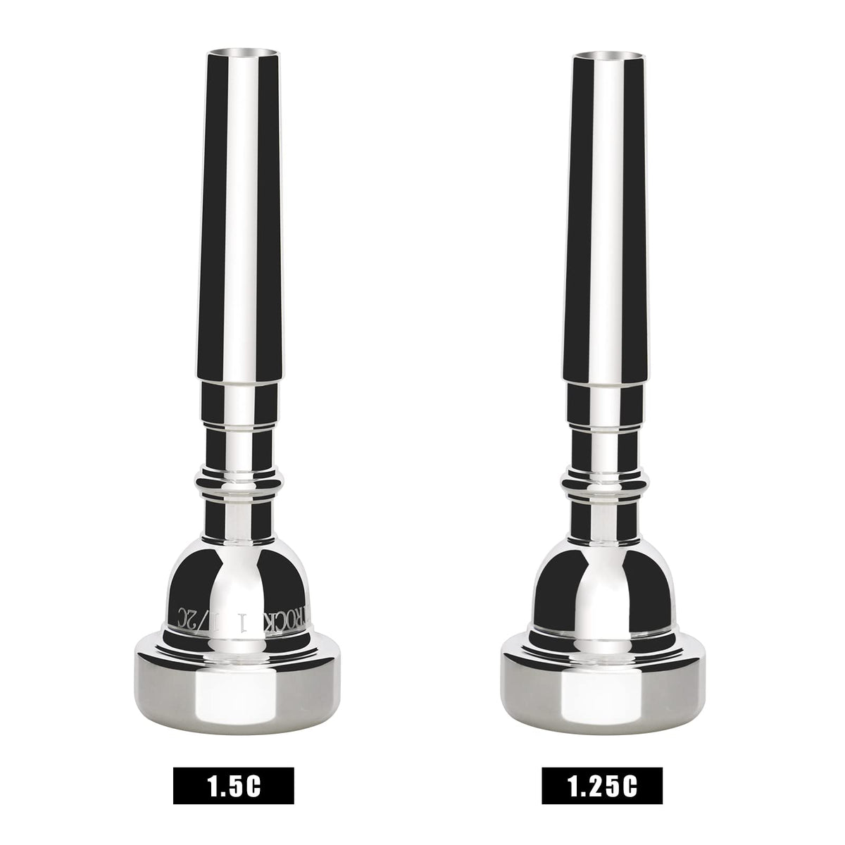 EASTROCK 1.5C Trumpet Mouthpiece Silver Plated Bb Trompeta, Vacuum Packed