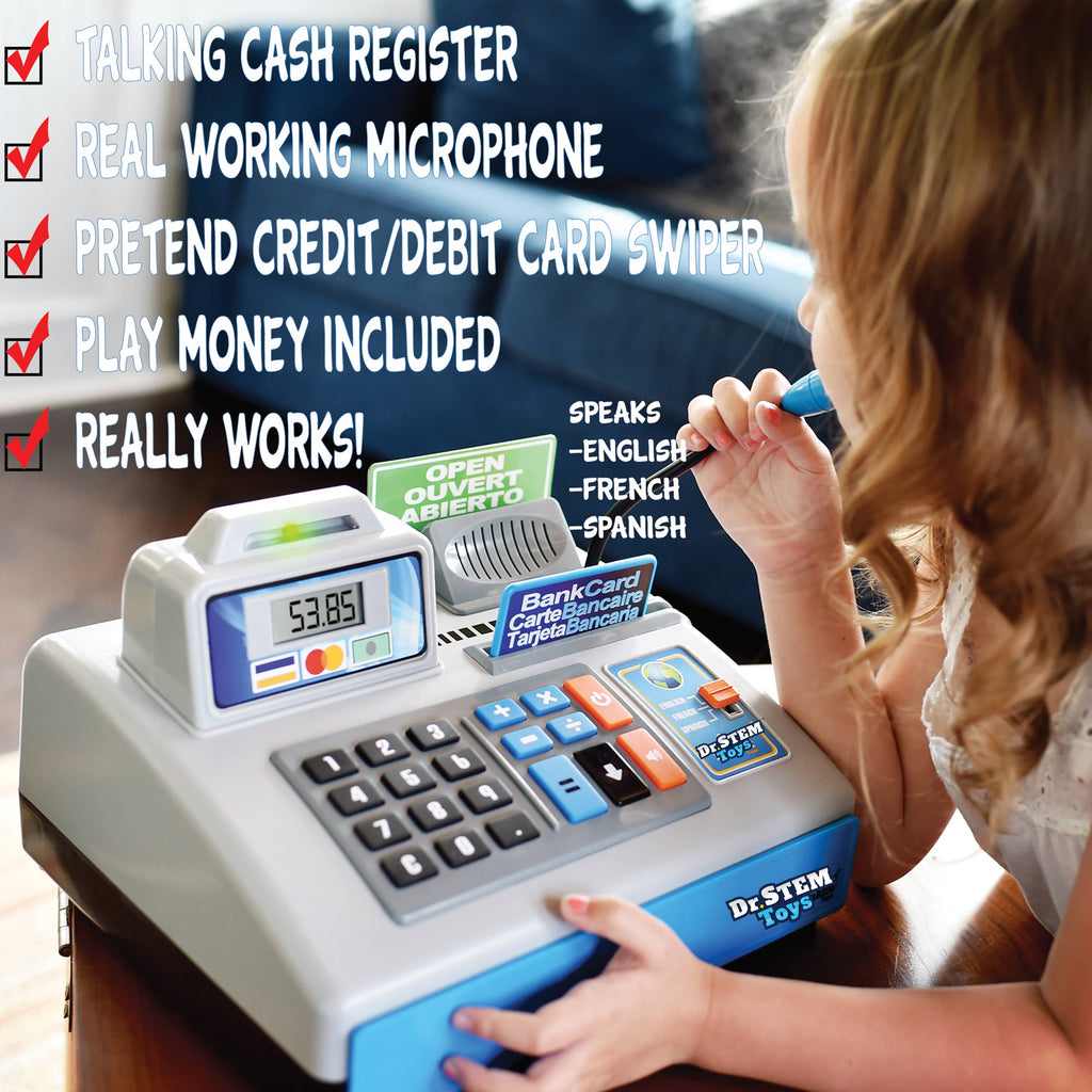 Dr. STEM Talking Working Cash Register Counts Real Money