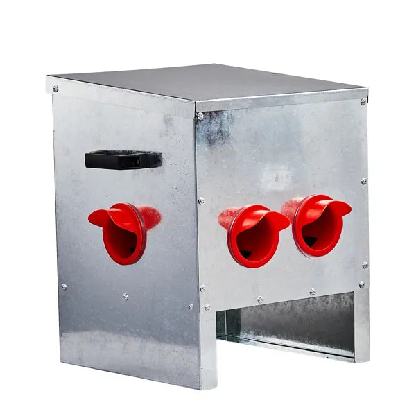 Chicken Feeder, Rodent Proof, 4 Ports With Handles And Lid