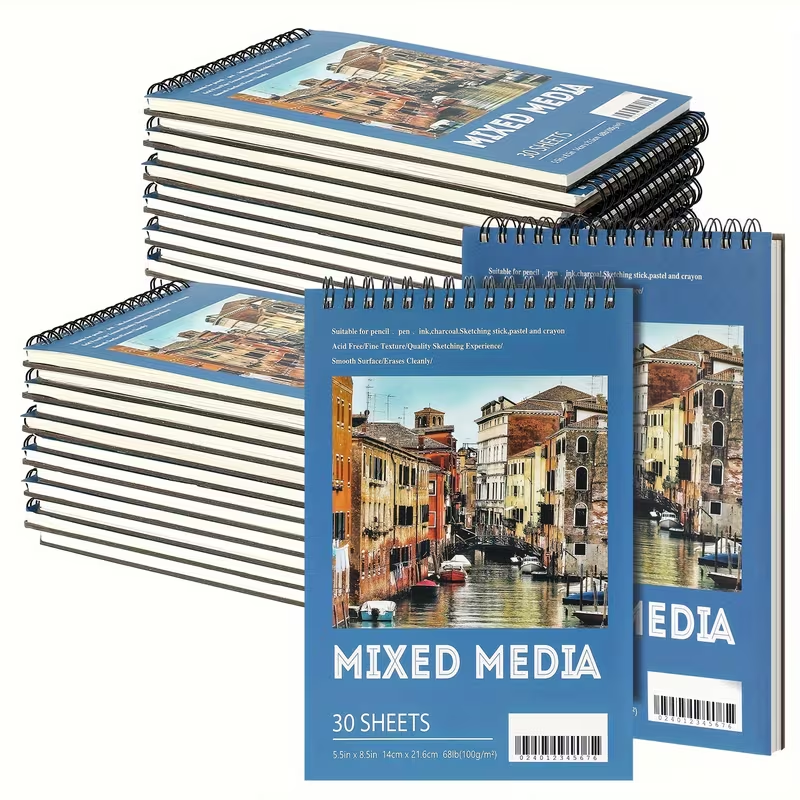 20 Mixed Media Spiral Bound Sketch Pads 5.5" x 8.5" | 30 Sheets Each