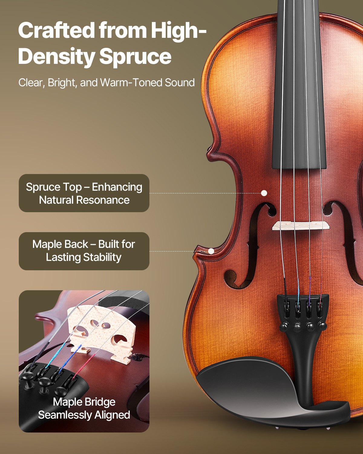 Violin 1/2 Size For Adults, Violin Fiddle Set For Beginners Student With Hard Case, Rosin, Bow, Shoulder Rest,Bridge,Tuner And Extra Strings,Solidwood Professional Musical Instruments (Brown)
