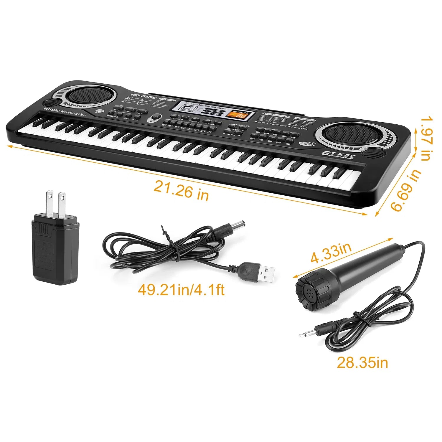61 Keys Digital Music Electronic Keyboard Electric Piano Musical Instrument Kids Learning Keyboard W Microphone For Beginners Kids Girls Boys Adults