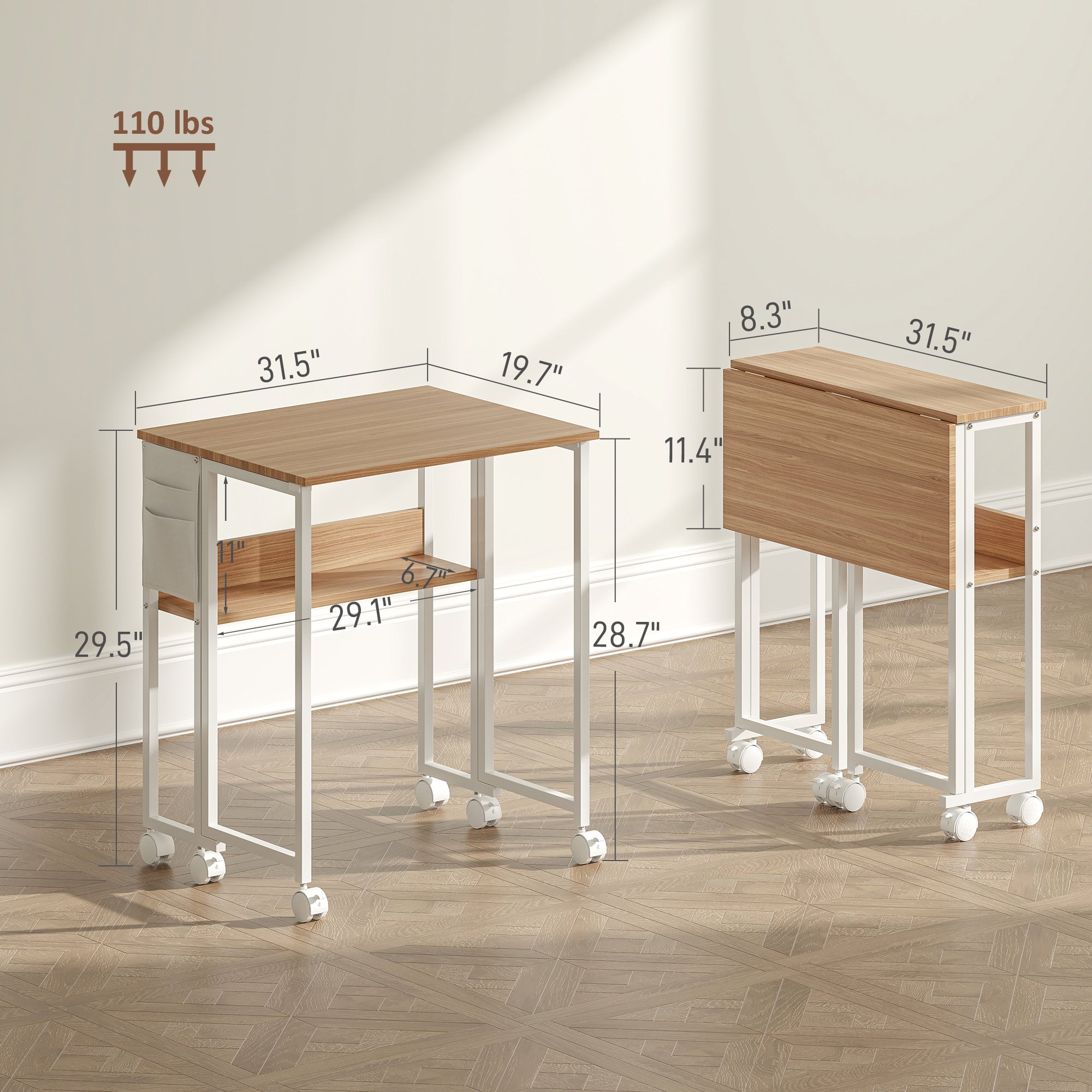Folding Computer Desk on Wheels