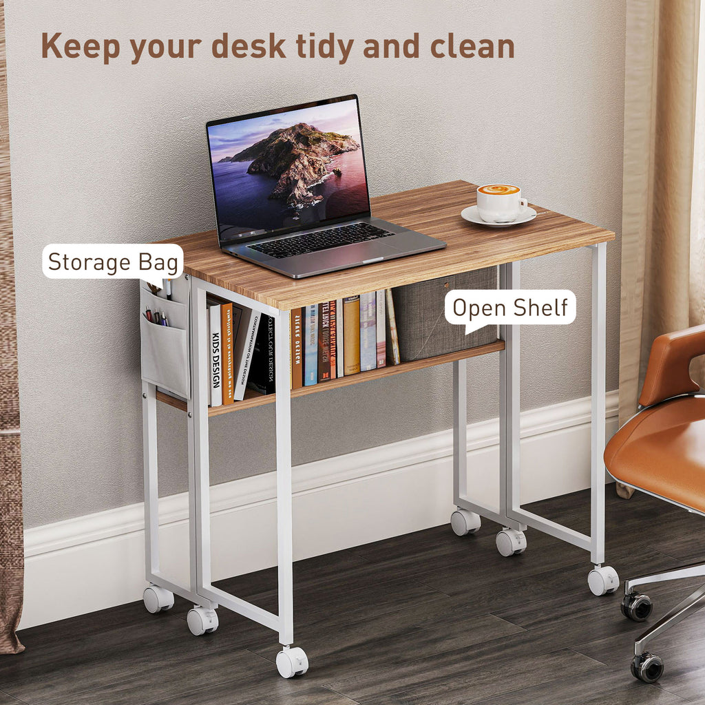 Folding Computer Desk on Wheels