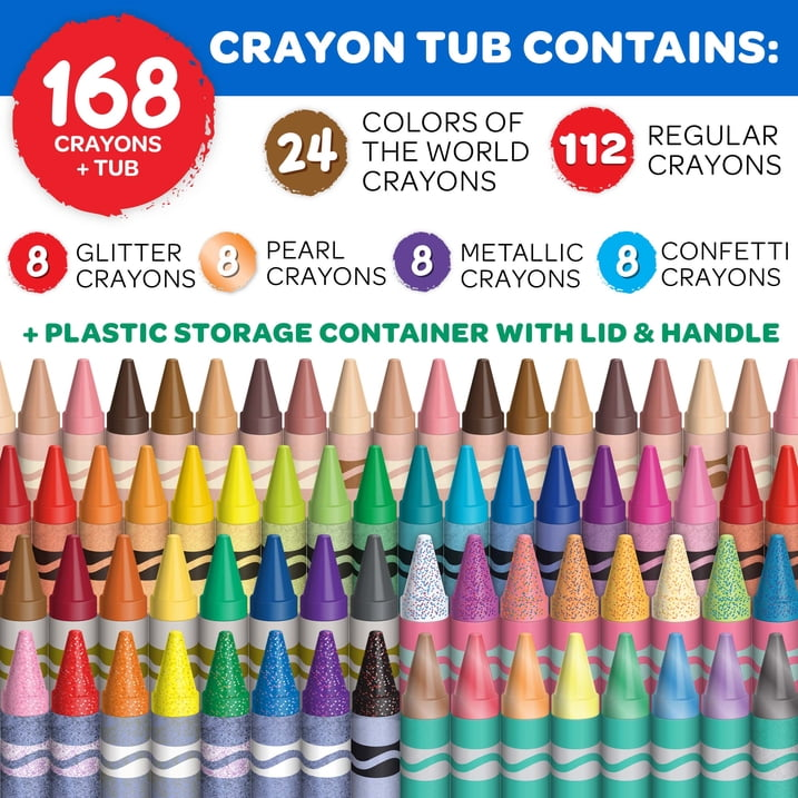 Crayola Crayon Tub 168 Count wIth Colors of the World