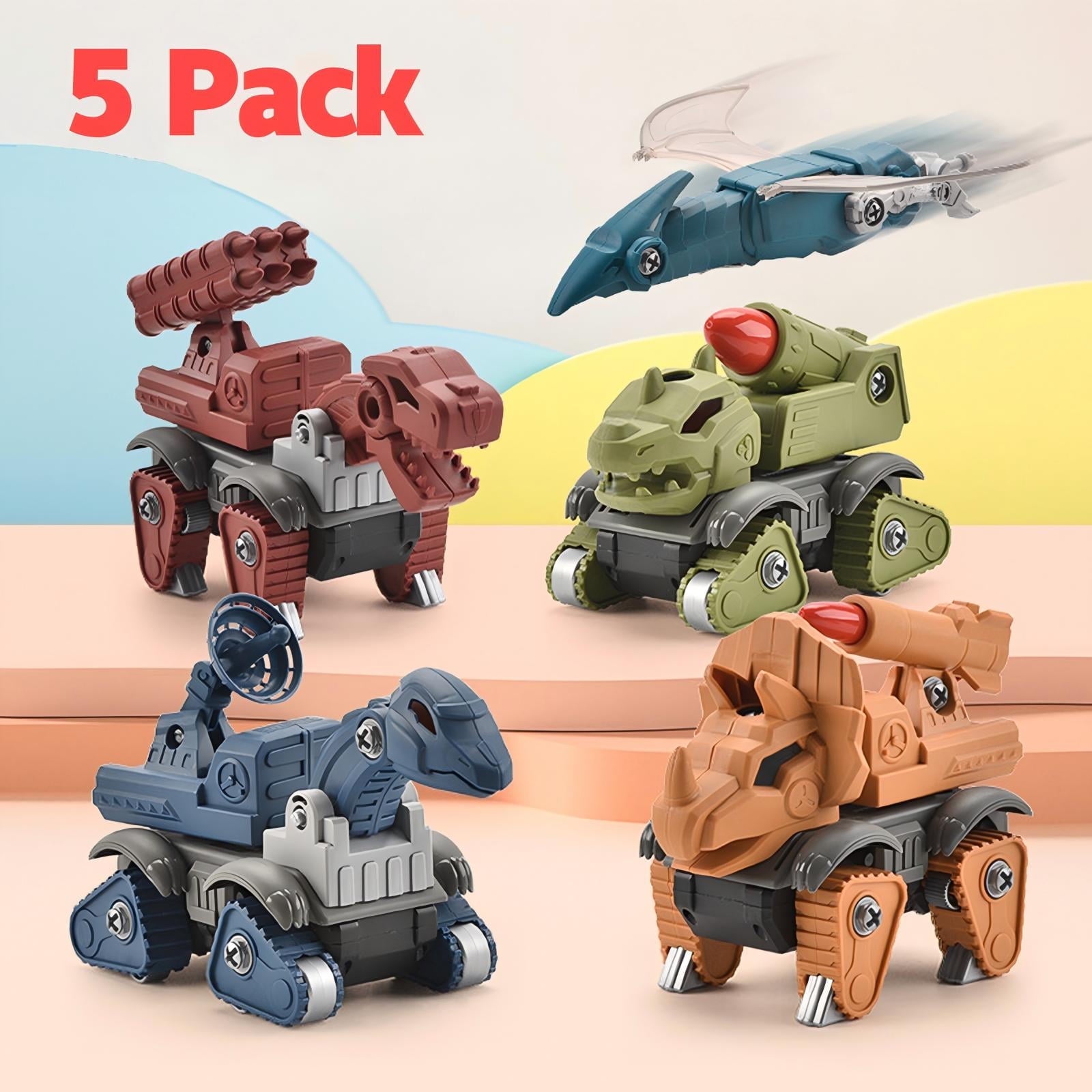 5 Pack Take Apart Dinosaurs, STEM Construction Building Educational Toys