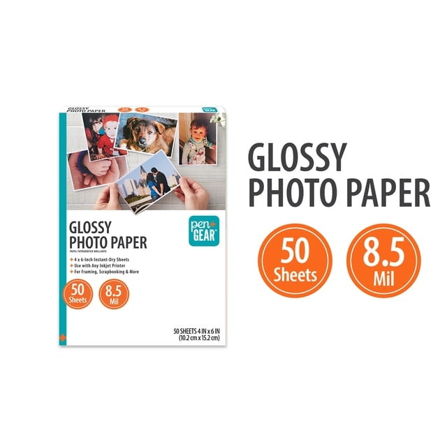 5 Pack Pen+Gear White Glossy Inkjet Photo Paper, 4" x 6", 8.5 Mil, 50 Sheets Each