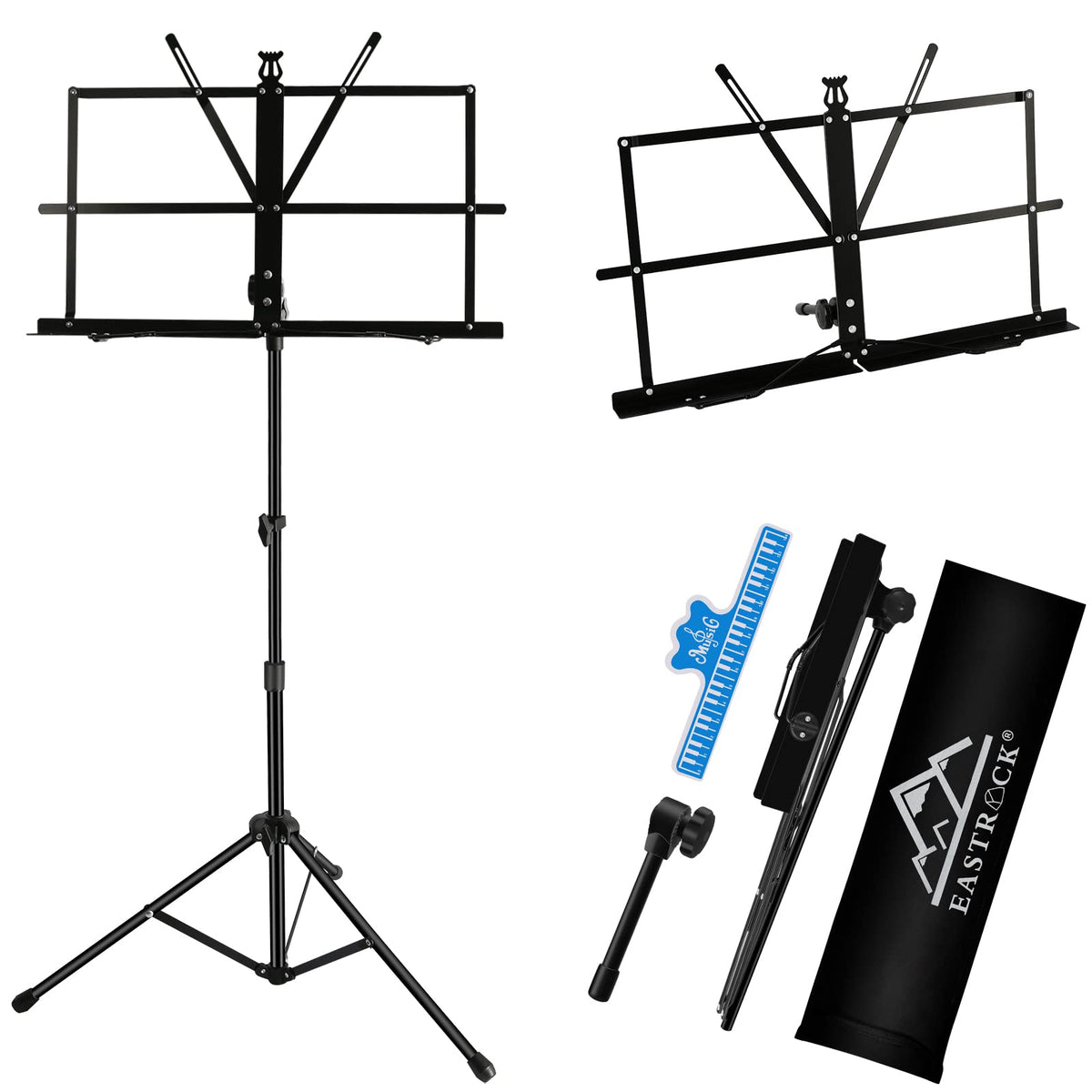 EASTROCK Foldable Sheet Music Stand, 28"-54" Adjustable Height