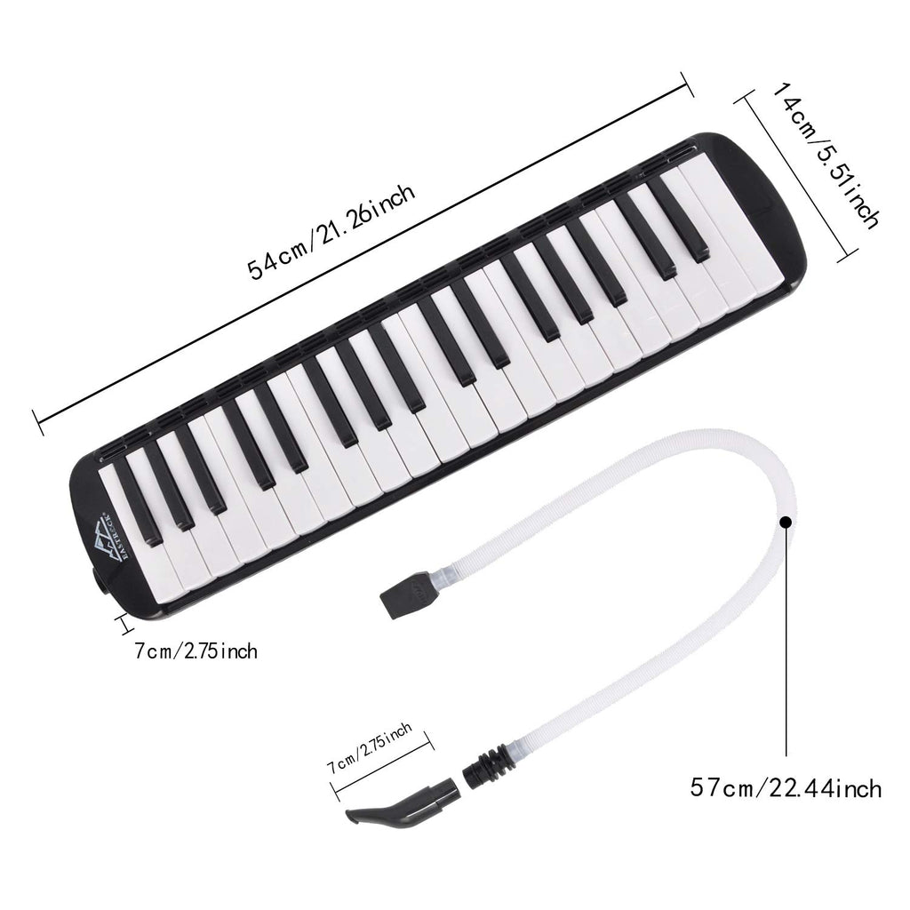 EastRock 37 Key Black Melodica Keyboard Soprano Piano Instrument with Case