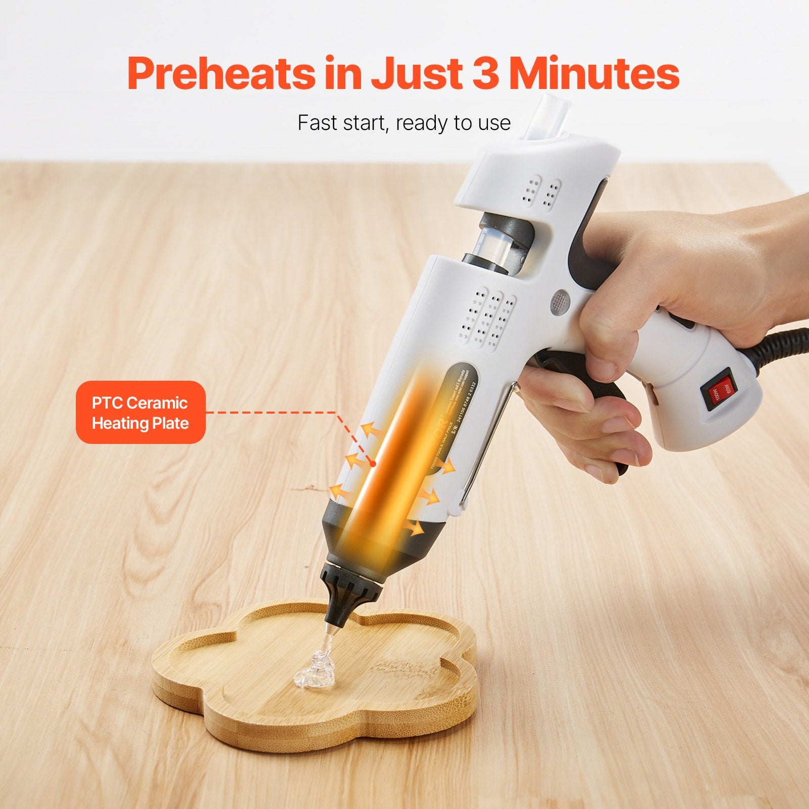 VEVOR Hot Glue Gun, Dual Power, Mini Hot Glue Gun With 20 Premium Glue Sticks And Oxford Cloth Bag