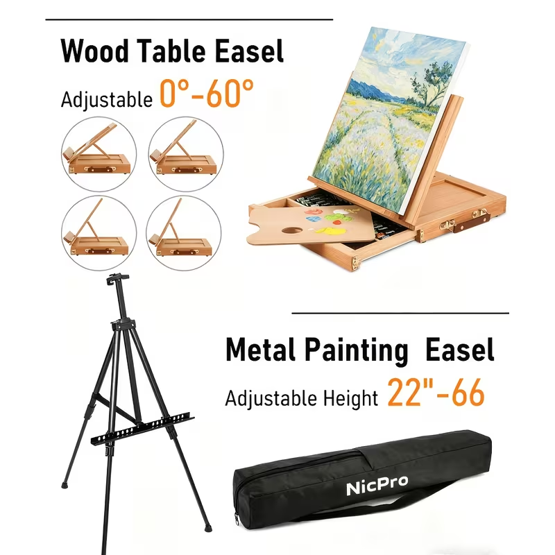 Wood Easel Artist Set