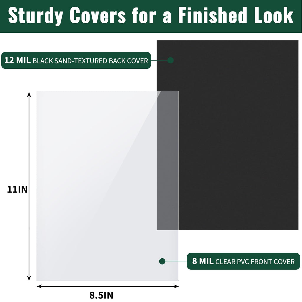 150-Piece Spiral Coil Binding Kit – Clear Covers, Black Back Covers & Binding Coils – 8.5" x 11"