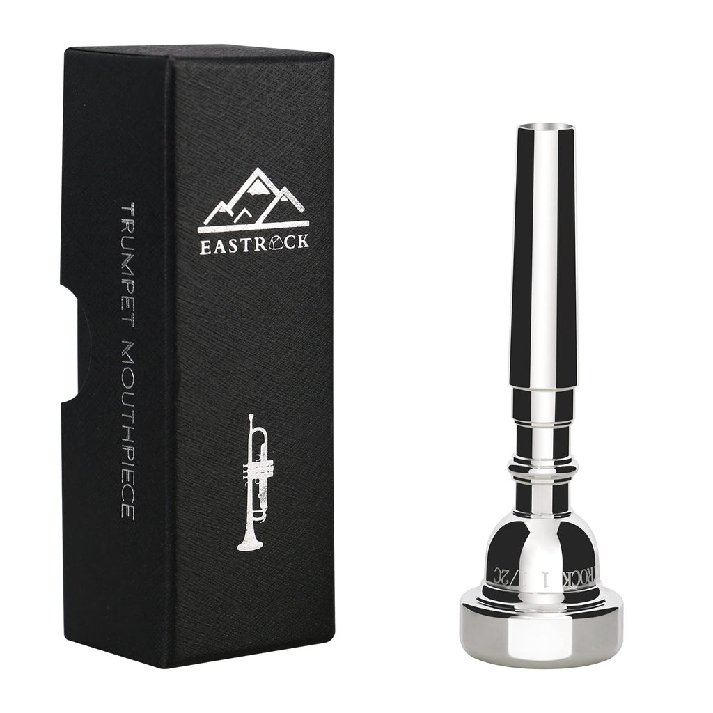 EASTROCK 1.5C Trumpet Mouthpiece Silver Plated Bb Trompeta, Vacuum Packed
