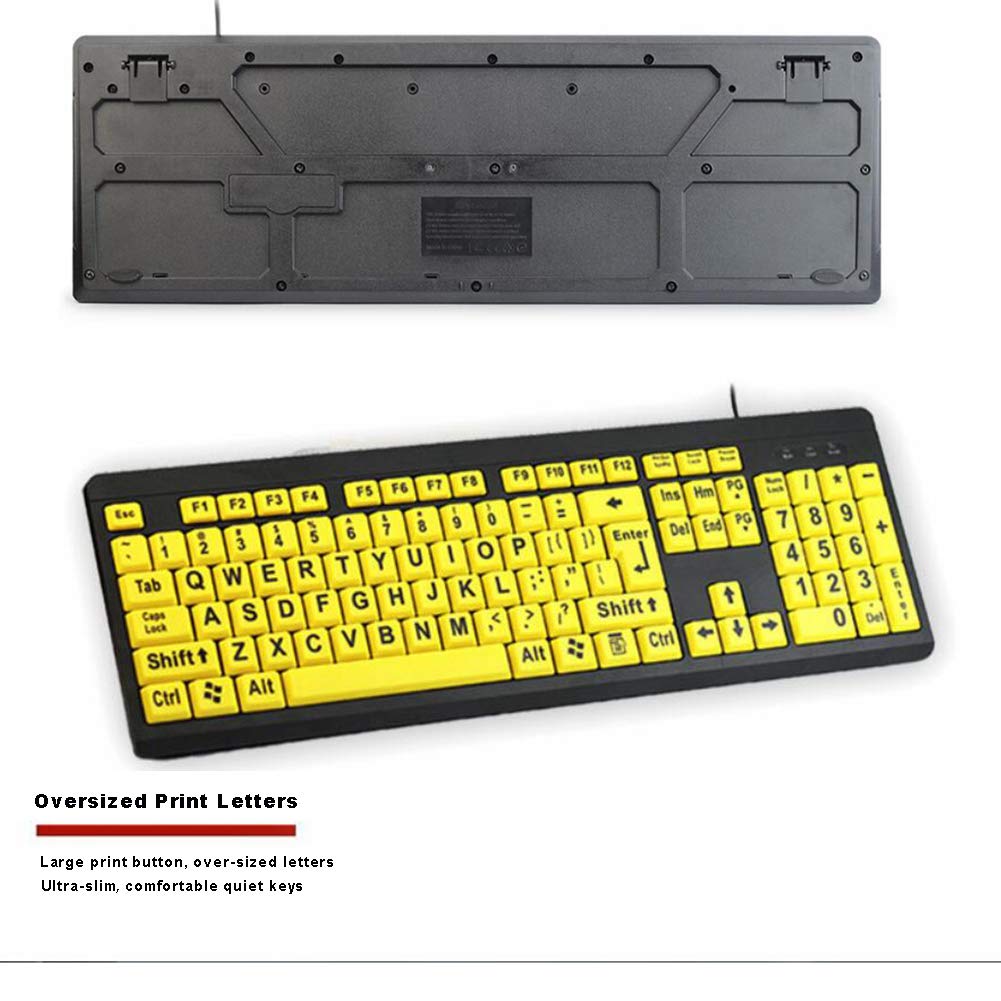 Large Print High-Contrast Keyboard – Yellow Keys with Black Letters | Accessible Computer Keyboard
