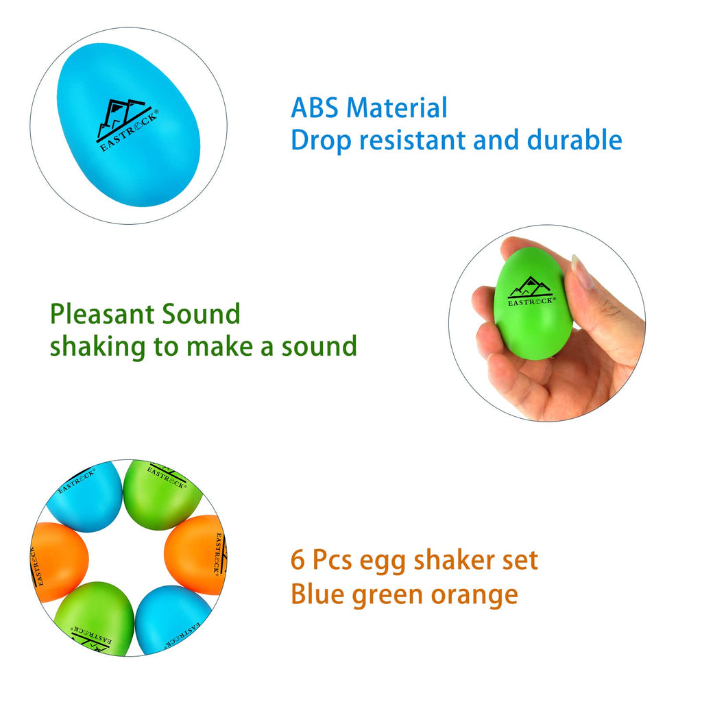 EastRock 6 PCS Plastic Egg Shaker Set Blue Green Orange Maracas