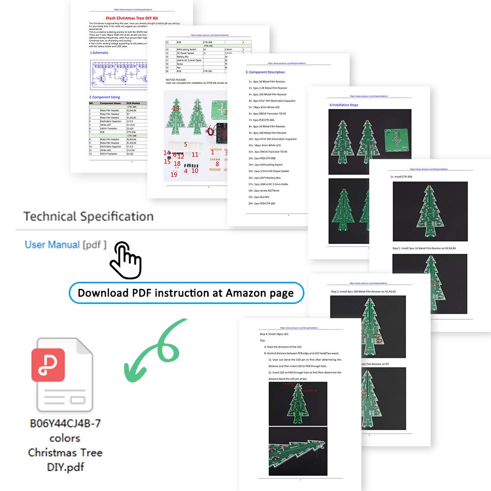 3D LED Christmas Tree Soldering Kit – DIY Electronics STEM Project with 36 RGB Lights