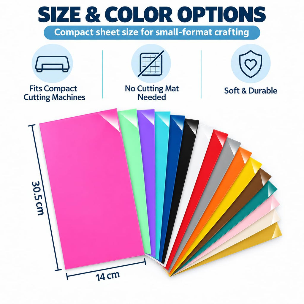 Smart Iron-On Heat Transfer Vinyl – 30 Sheets – 5.5" x 12" – Cutting Machine Compatible