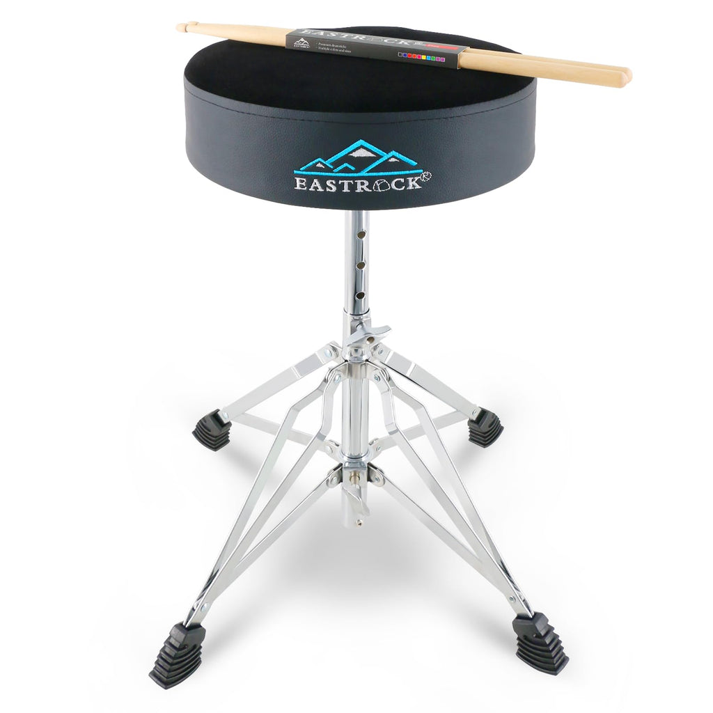 EASTROCK Drum Throne Drum Stools with 4 Legs Support,Universal Height Adjustable Drum Seat for Drummer Adult (Black)