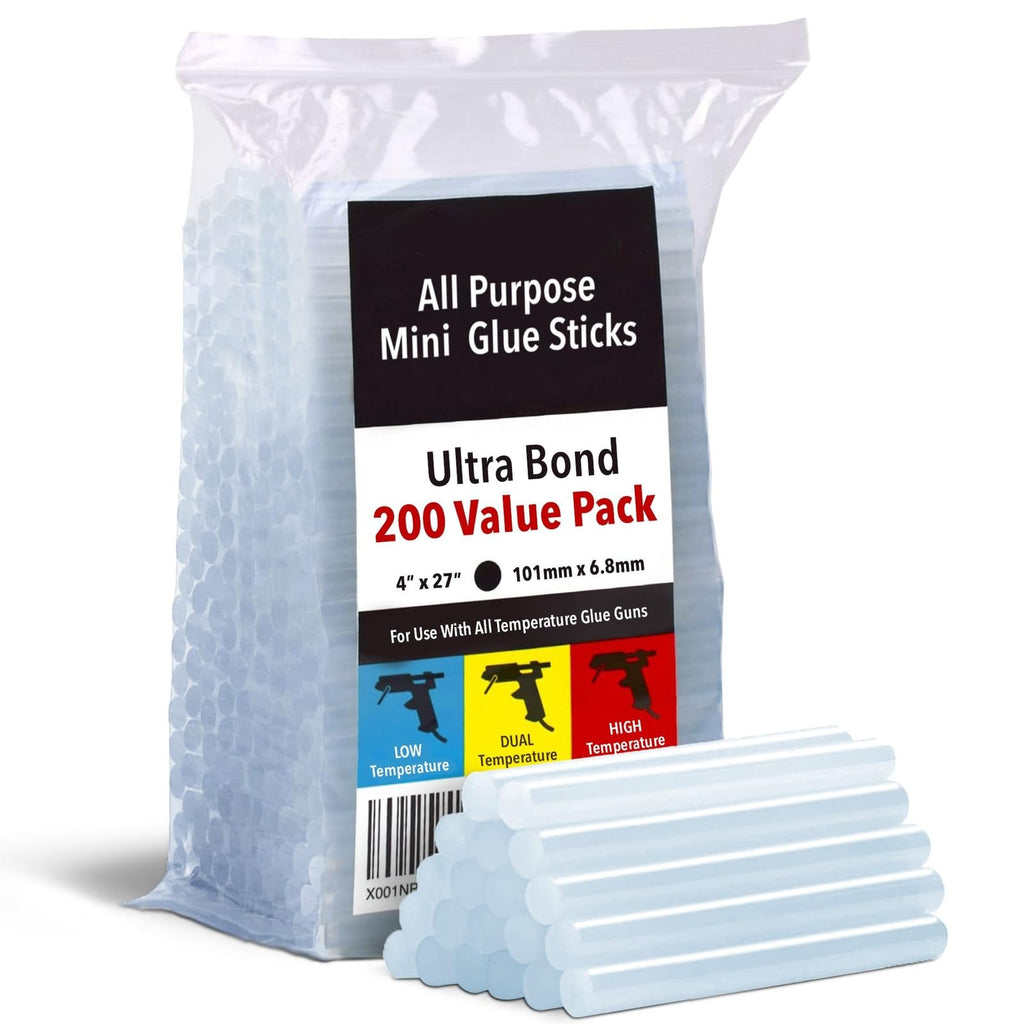 200-Pack Mini Hot Glue Sticks – 4" × 0.27"