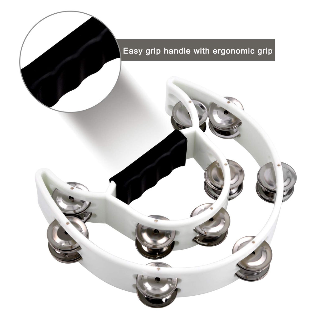 EastRock Double Row Tambourine 3 Pack Black Blue White Half Moon for adult