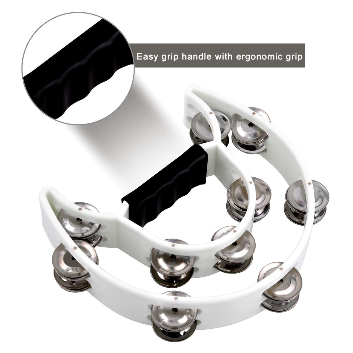EastRock Double Row Tambourine 3 Pack Black Blue White Half Moon for adult