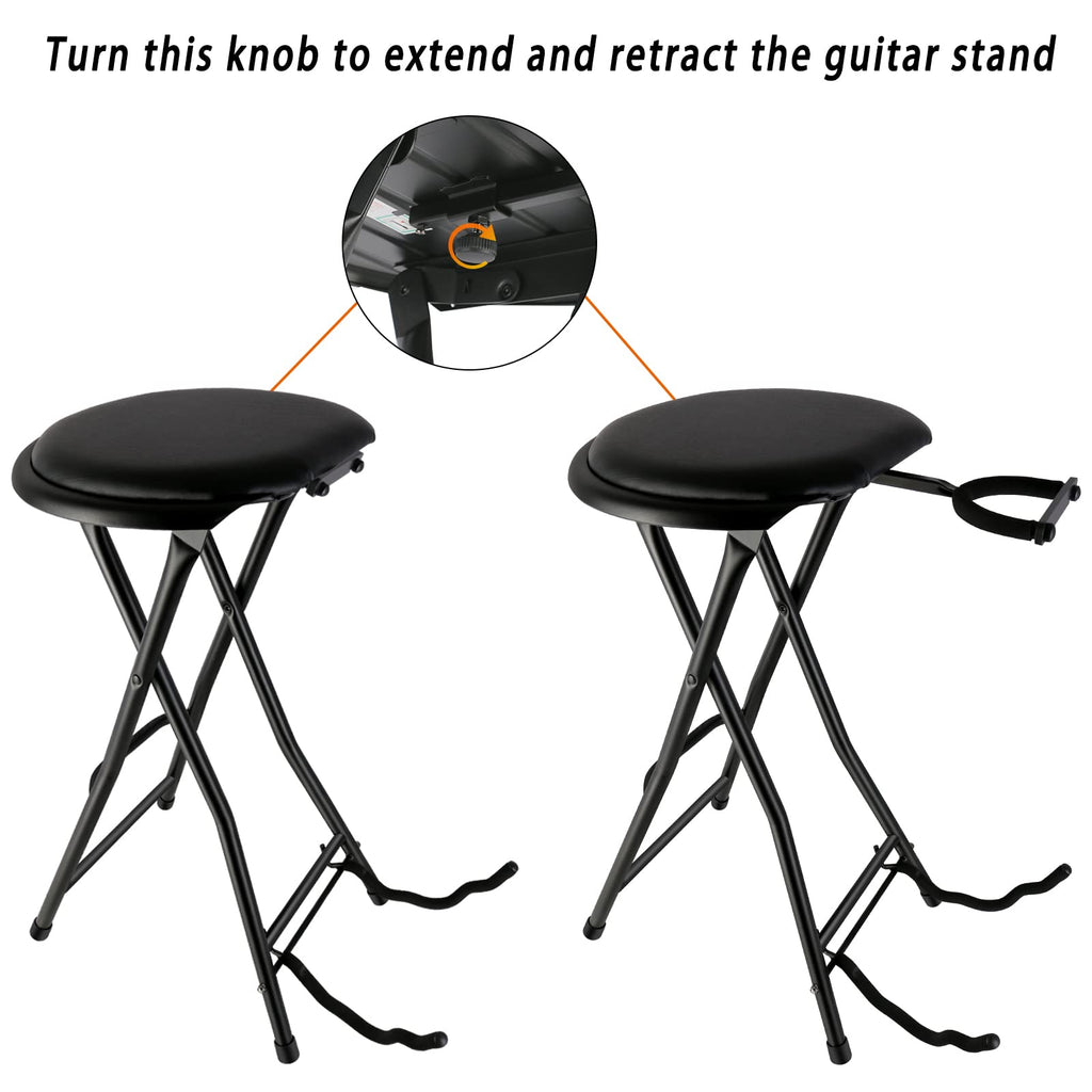EASTROCK Portable Guitar Stool with Stand, Cushioned Seat, Rubber Feet