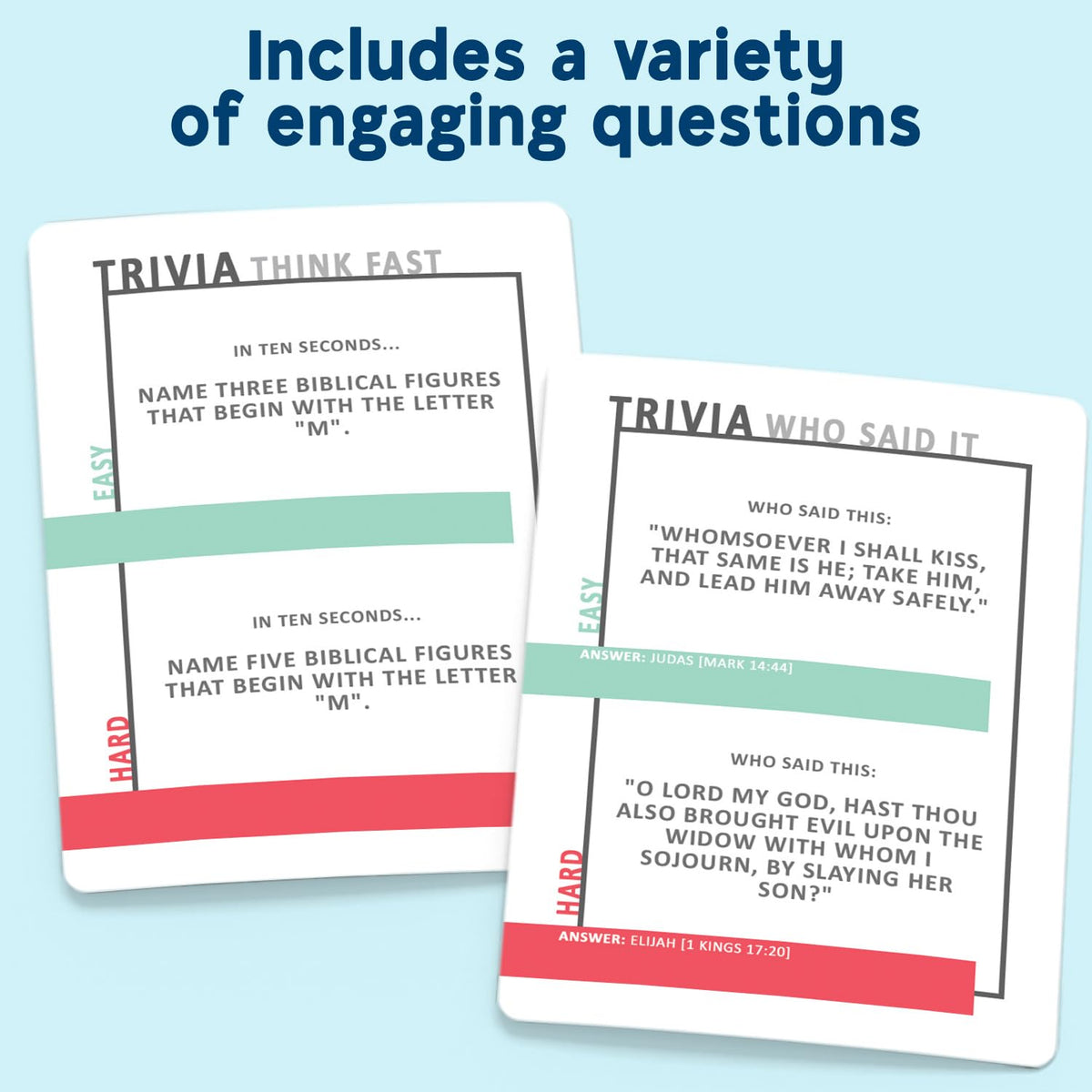 Bible Trivia Card Game – 300 Cards &amp; 500+ Questions | Christian Educational Game for Ages 10+
