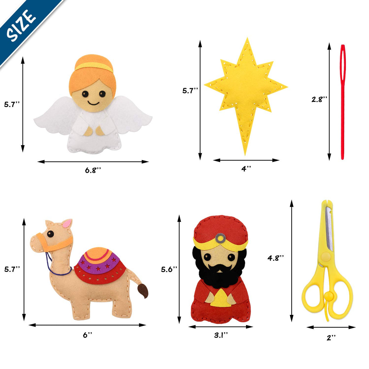 Nativity Sewing Kit for Kids – 11-Piece Christmas Felt Craft Set | Beginner Sewing & Christian Education