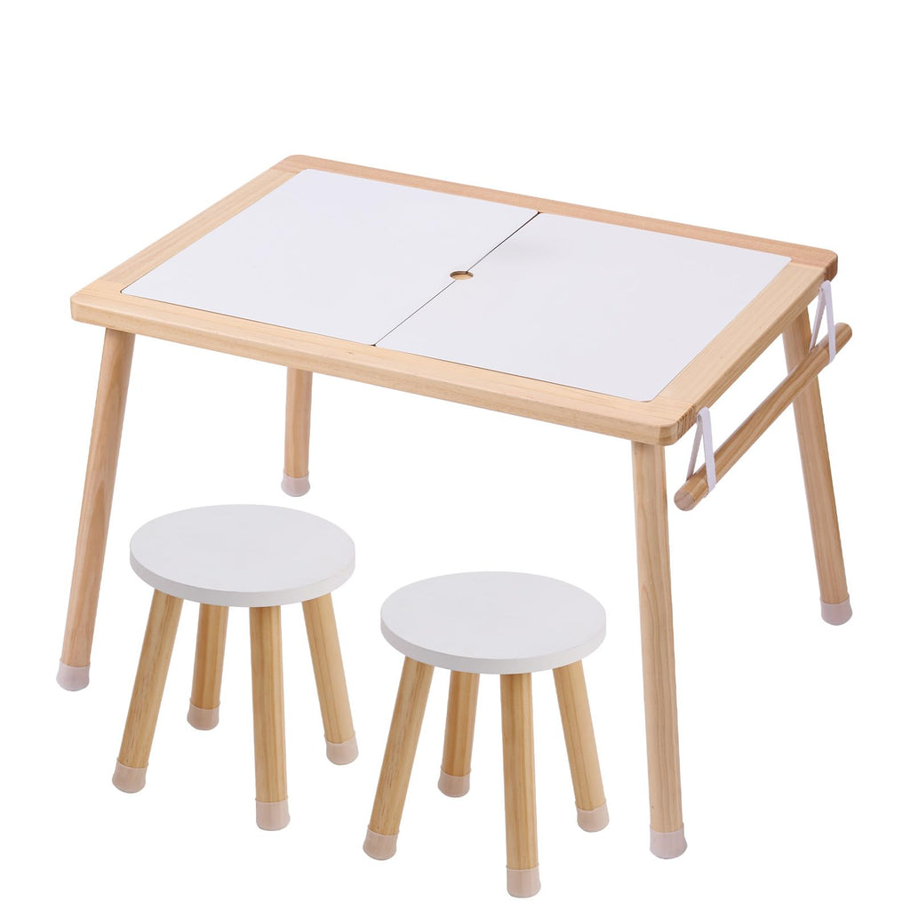 Kids Wooden Sensory Activity Table & 2 Stools