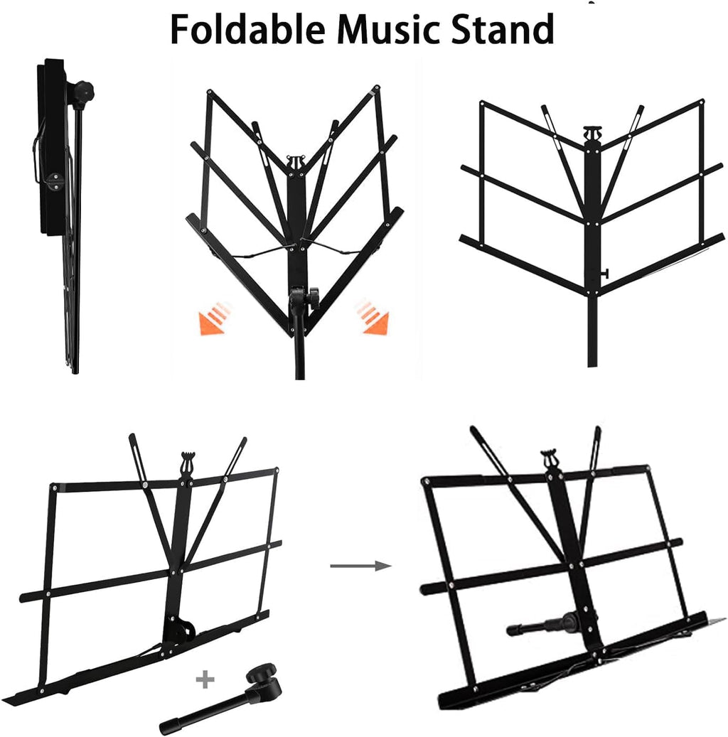 EASTROCK Foldable Sheet Music Stand, 28"-54" Adjustable Height
