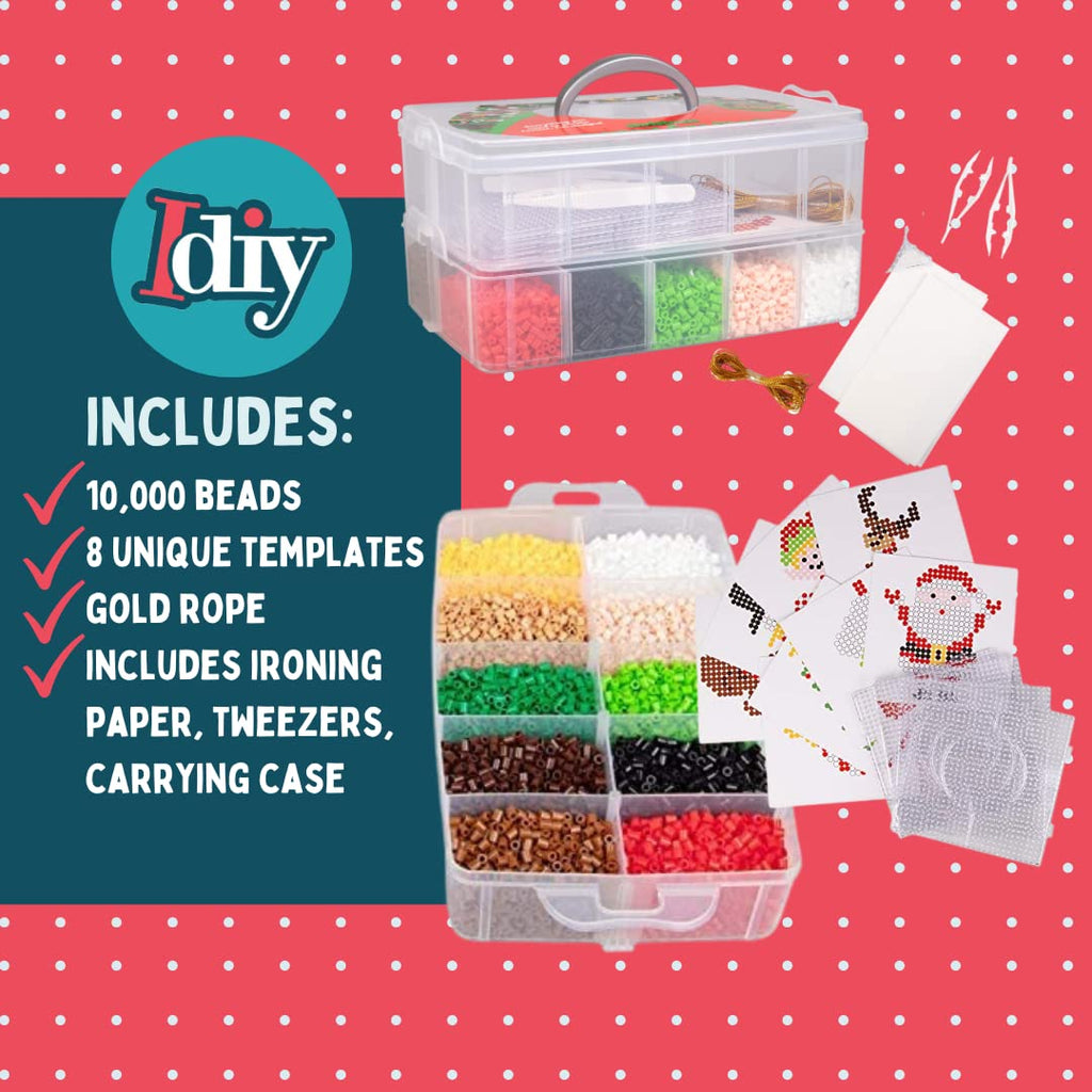 Christmas Fuse Bead Craft Kit | Create Colorful Christmas Ornaments While Building Creativity, Concentration & Fine Motor Skills