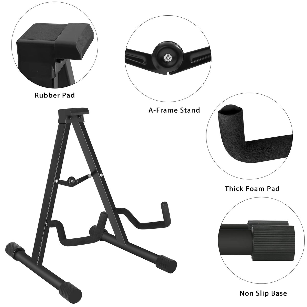 EASTROCK Professional Portable Tripod A Frame Guitar Stand,Black