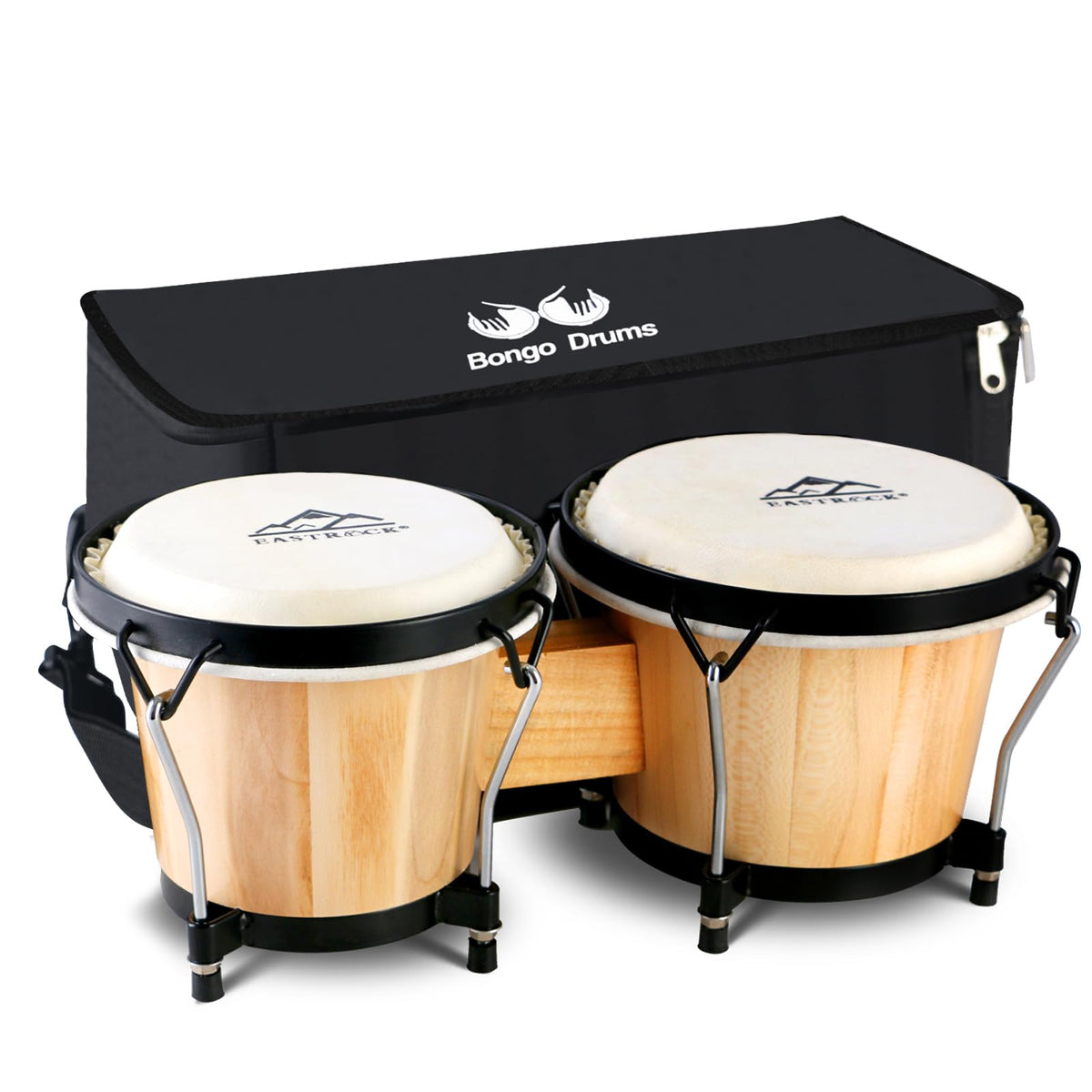 EastRock Bongo Drum 6” and 7” Set for Adults Beginners Professionals Tunable Wood and Metal Drum Percussion Instruments with Bag and Tuning Wrench